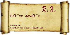Rácz Xavér névjegykártya